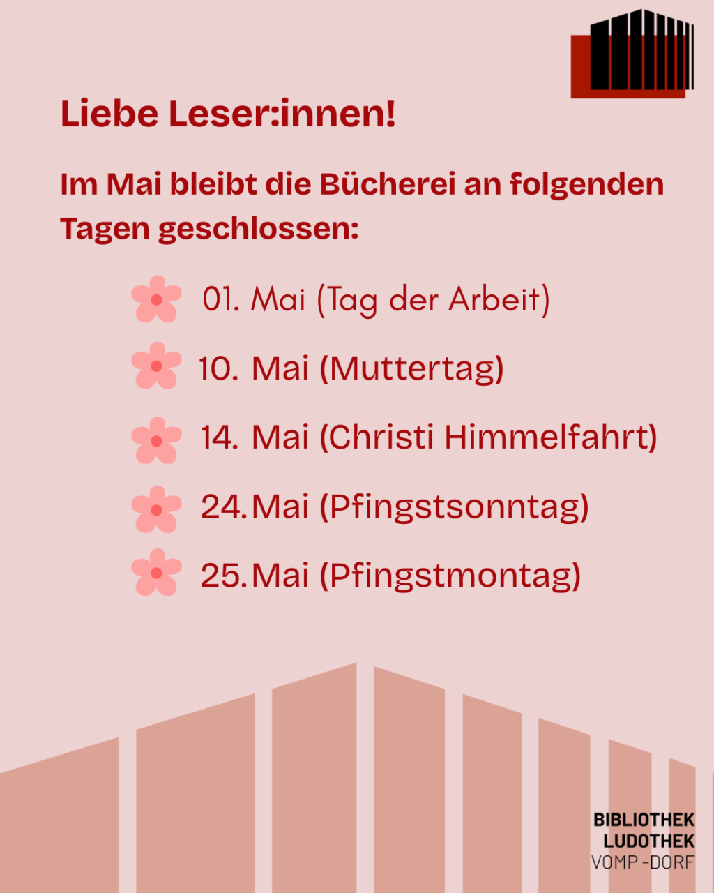 Schließtage Mai 