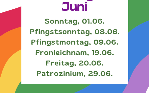 Schließtage Juni 